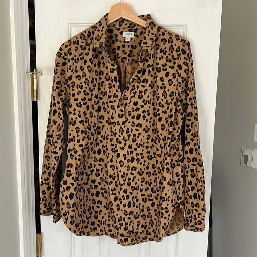 Large Leopard Print Cotton Shirt from J Crew